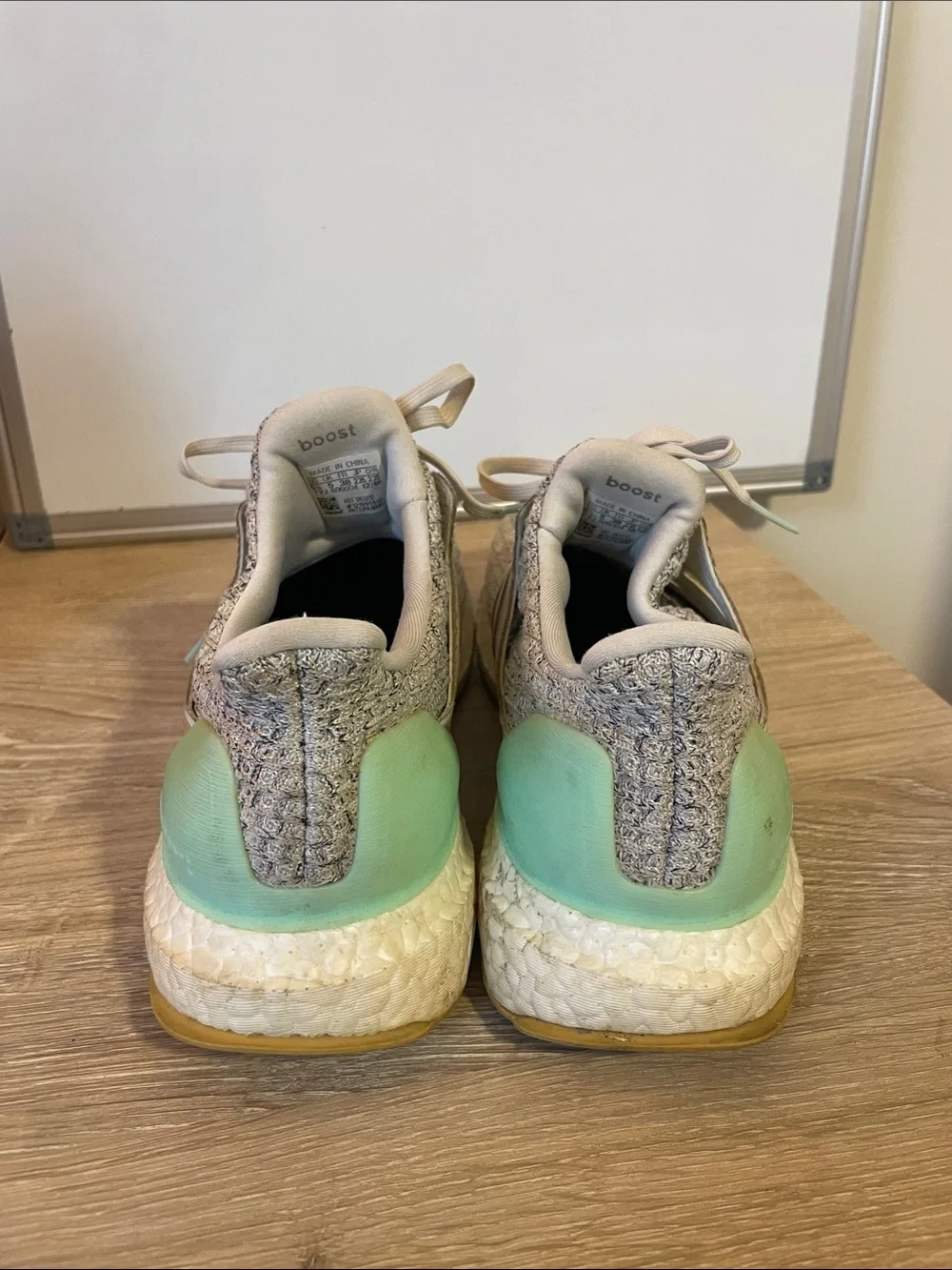 Adidas Ultraboost Light Gray Knit with Mint Heel